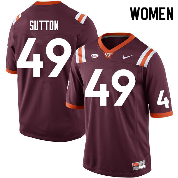 Women #49 Latrell Sutton Virginia Tech Hokies College Football Jerseys Sale-Maroon